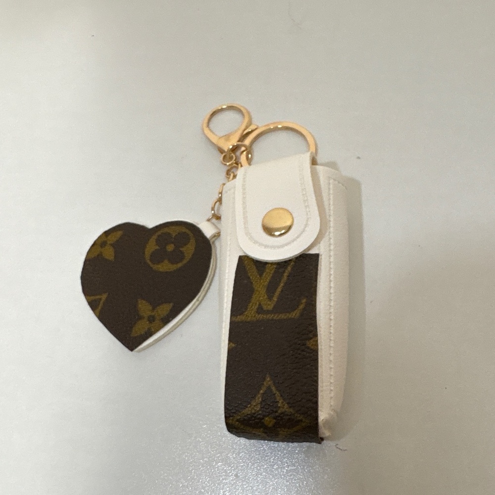 Up cycled LV Ribbon Bagcharm & Lipstick/Keychain holder